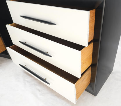 Pair of Black & White James Mont Style Bachelor 3 Drawer Chests Mid Century MINT