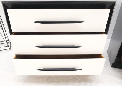 Pair of Black & White James Mont Style Bachelor 3 Drawer Chests Mid Century MINT