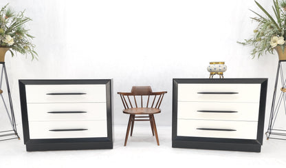 Pair of Black & White James Mont Style Bachelor 3 Drawer Chests Mid Century MINT
