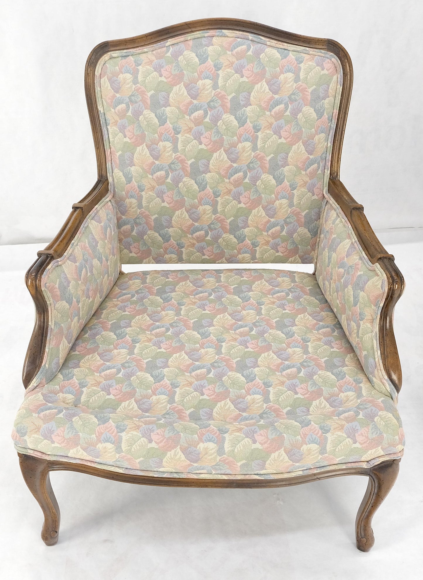 Pair of Country French Light Fruitwood Armchairs Lounge Club Chairs Floral MINT!