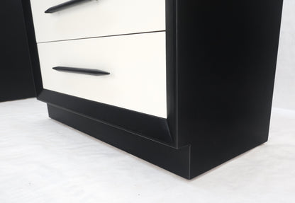 Pair of Black & White James Mont Style Bachelor 3 Drawer Chests Mid Century MINT