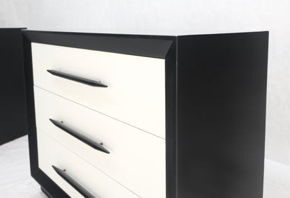Pair of Black & White James Mont Style Bachelor 3 Drawer Chests Mid Century MINT