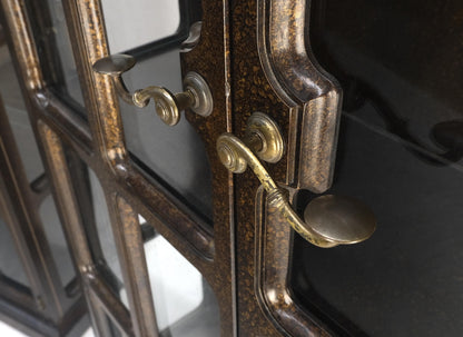 Drexel Pair of Large Tortoise Finish Vitrines Etageres Cupboards Showcases MINT