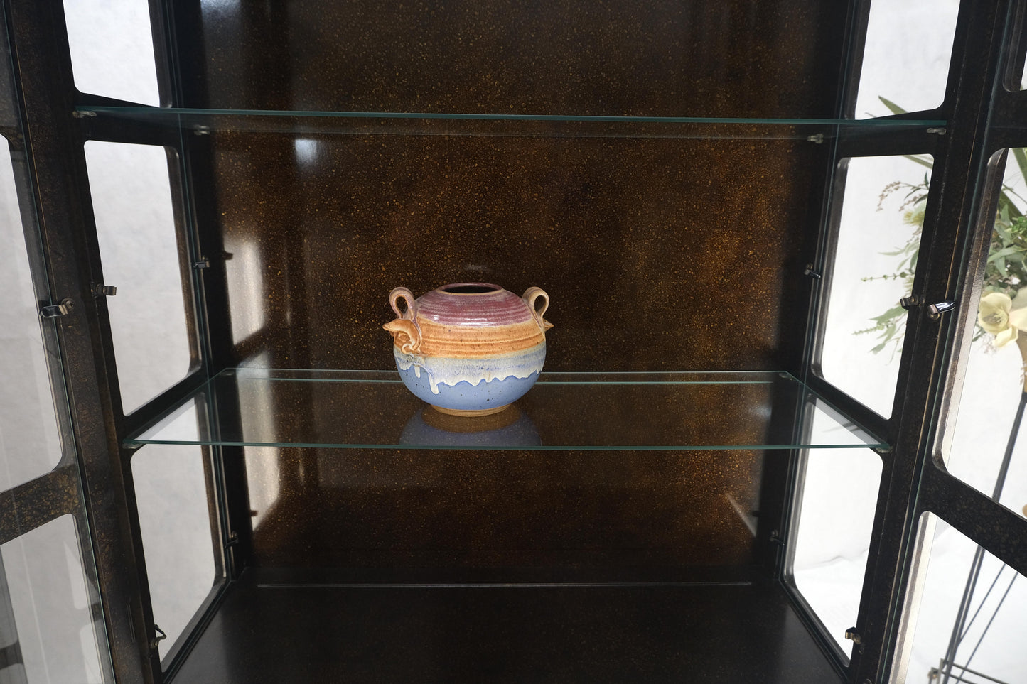 Drexel Pair of Large Tortoise Finish Vitrines Etageres Cupboards Showcases MINT