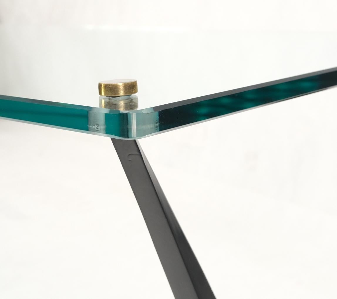 EstablishedLines Italian Mid-Century Modern Cast Metal & Brass Base Glass Rectangle Coffee Table