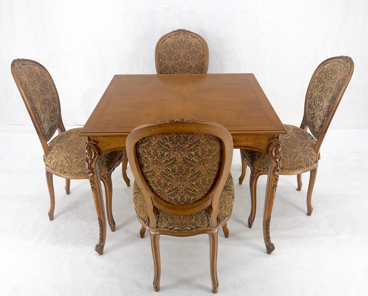EstablishedLines Country French Carved Italian Two Drawers Dining Game Table 4 Chairs Set MINT!