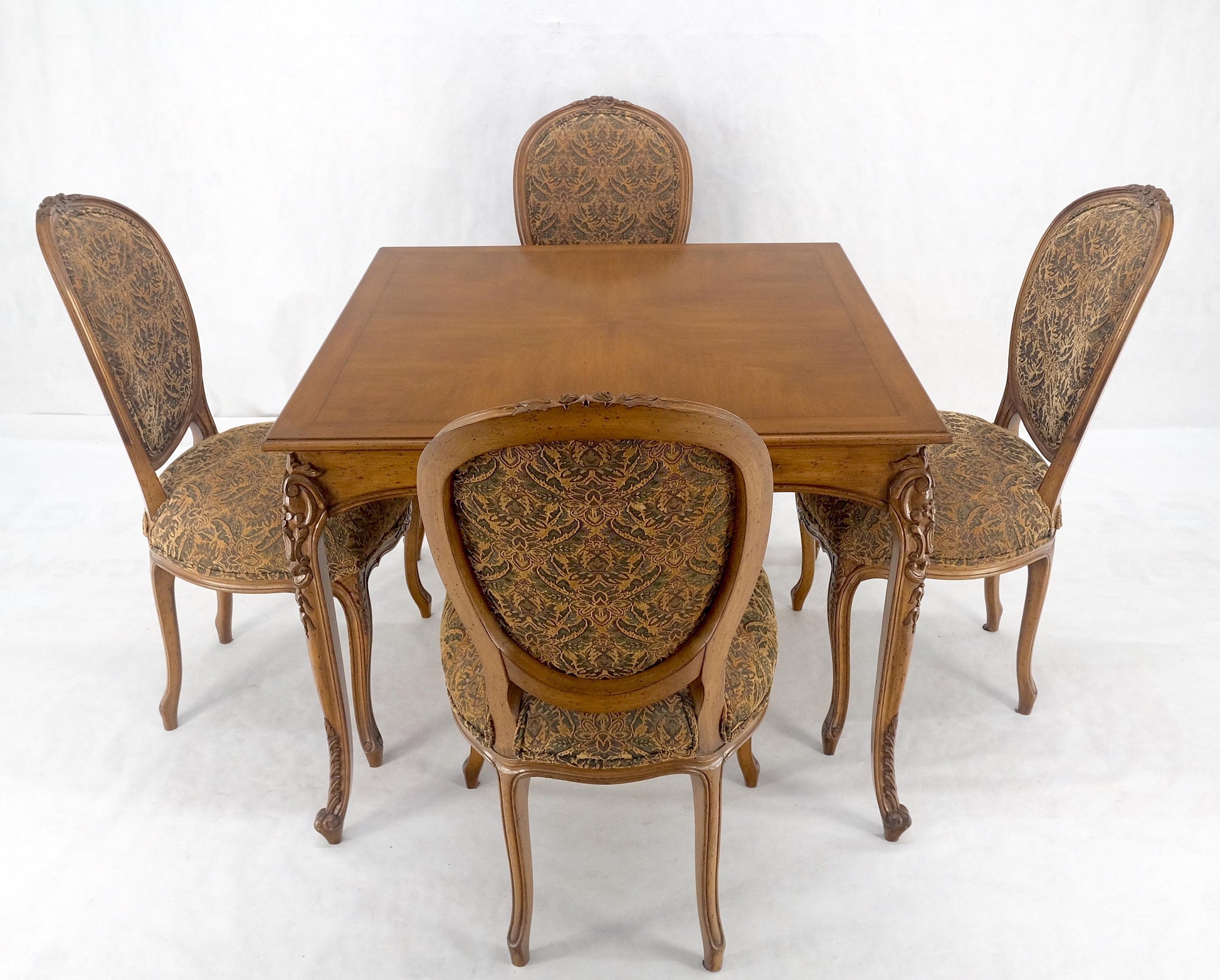 EstablishedLines Country French Carved Italian Two Drawers Dining Game Table 4 Chairs Set MINT!