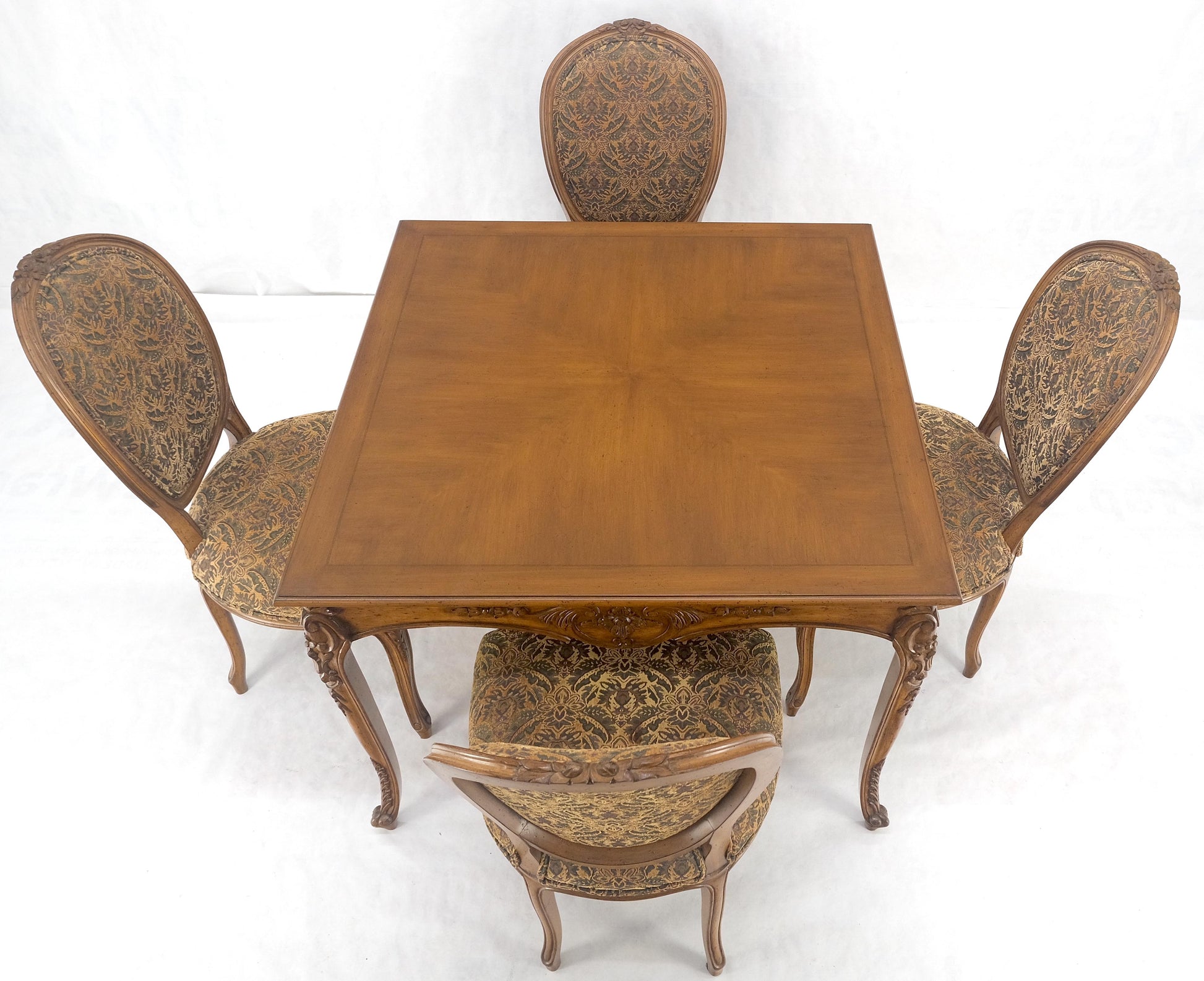 EstablishedLines Country French Carved Italian Two Drawers Dining Game Table 4 Chairs Set MINT!