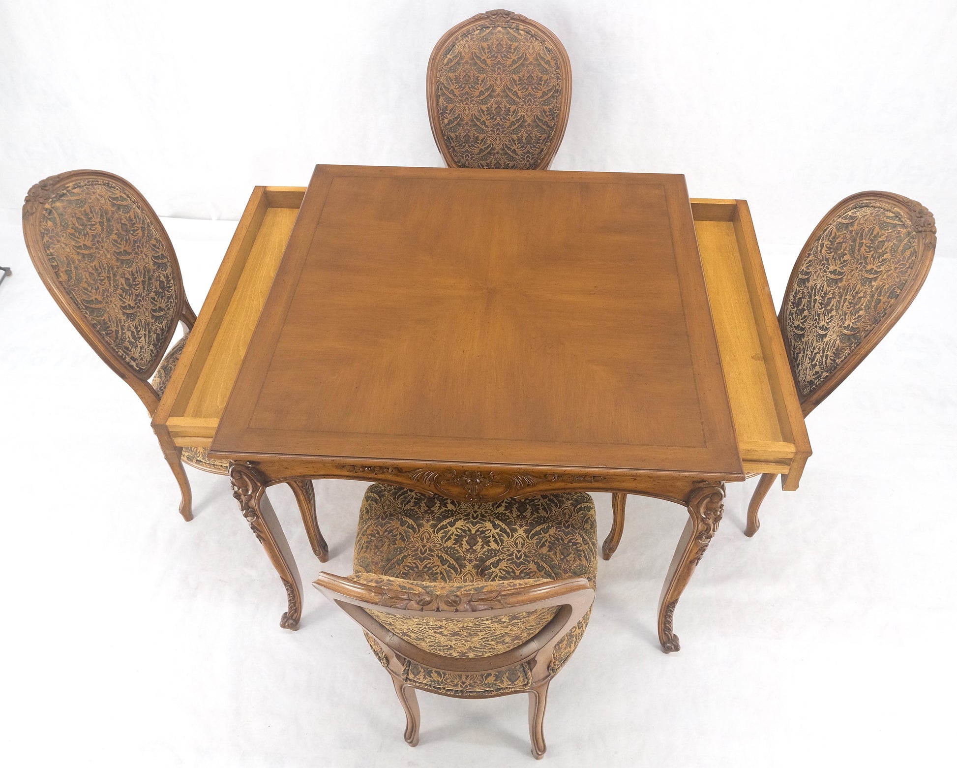 EstablishedLines Country French Carved Italian Two Drawers Dining Game Table 4 Chairs Set MINT!