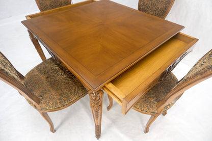 EstablishedLines Country French Carved Italian Two Drawers Dining Game Table 4 Chairs Set MINT!