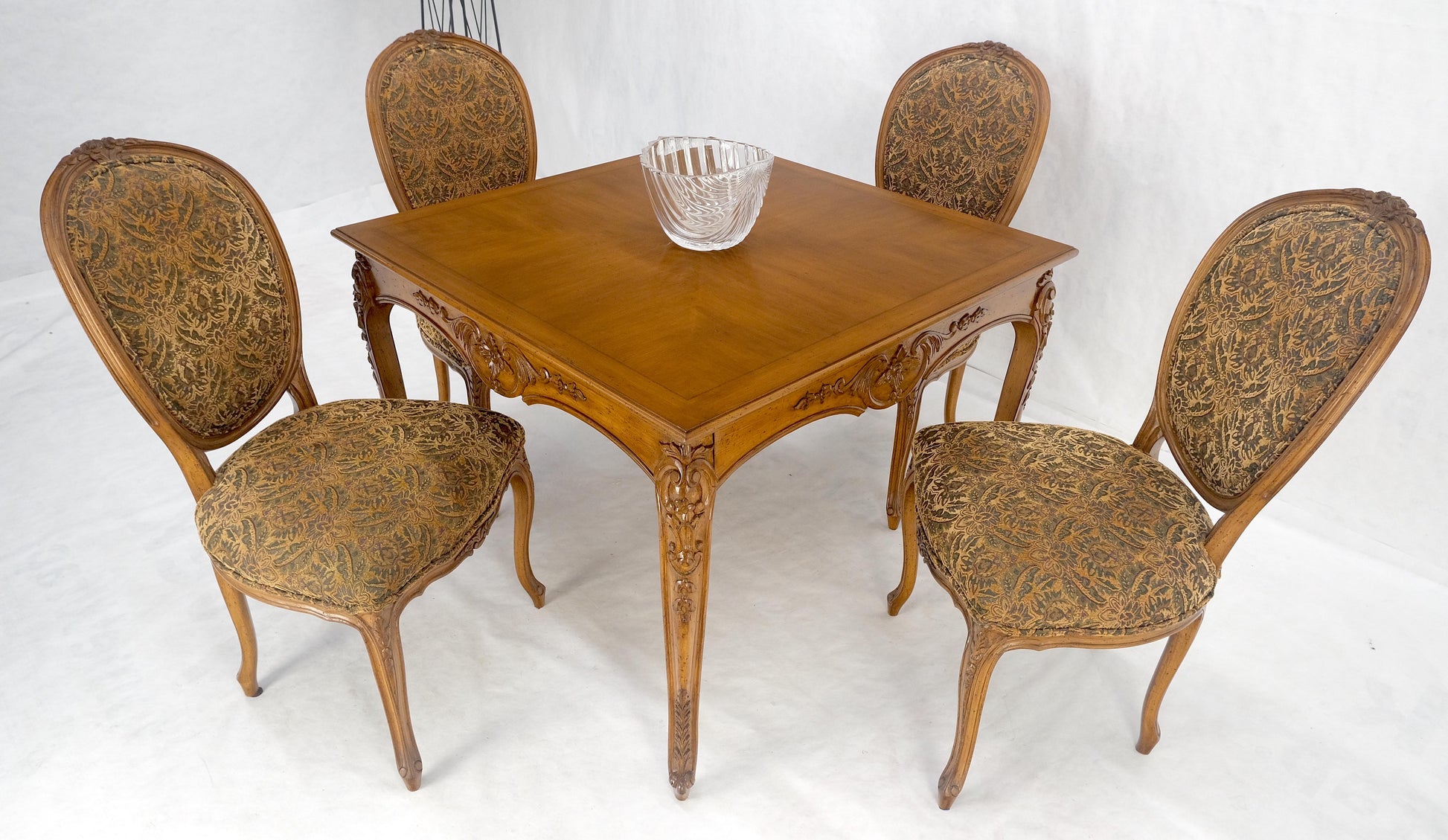 EstablishedLines Country French Carved Italian Two Drawers Dining Game Table 4 Chairs Set MINT!