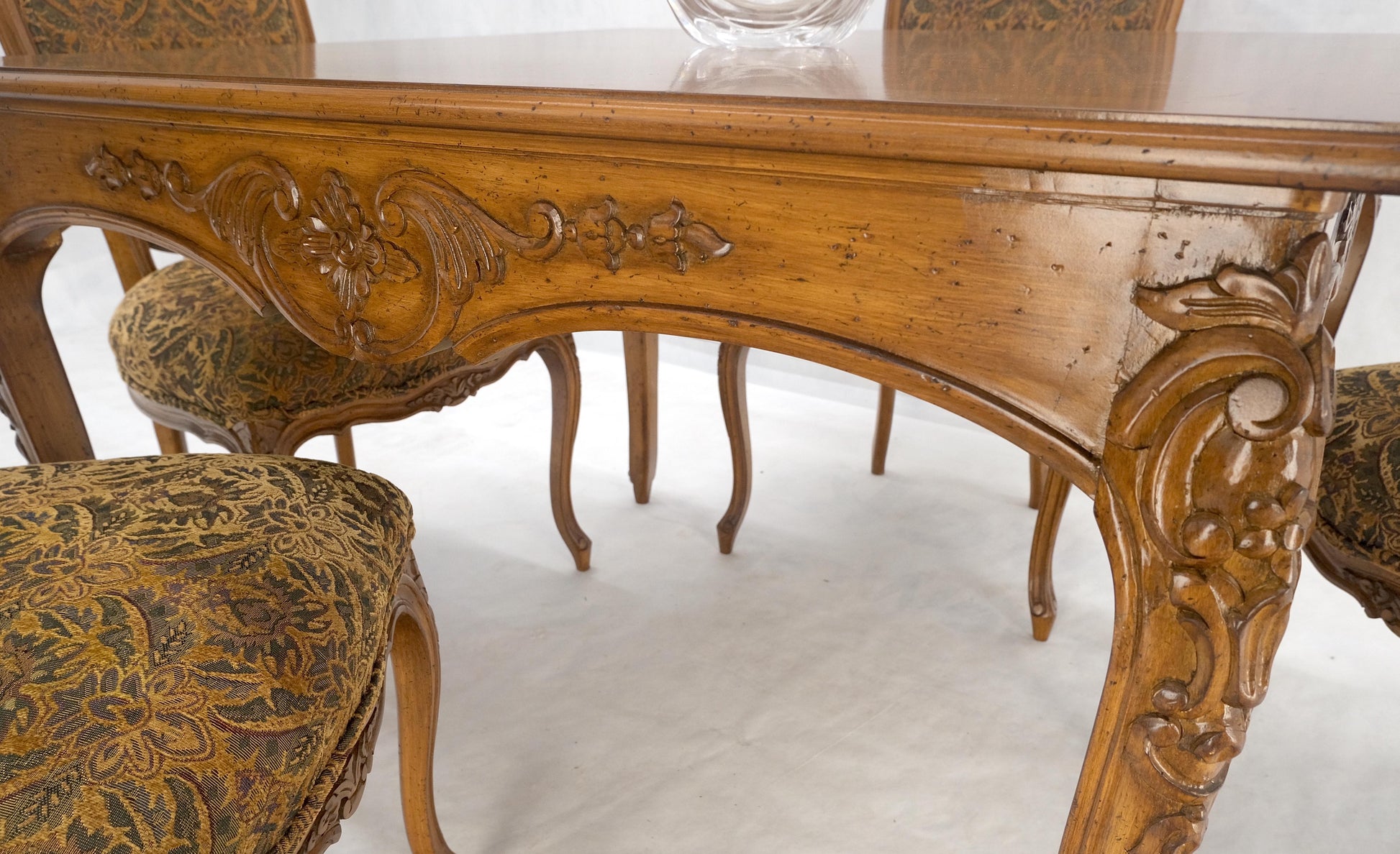 EstablishedLines Country French Carved Italian Two Drawers Dining Game Table 4 Chairs Set MINT!