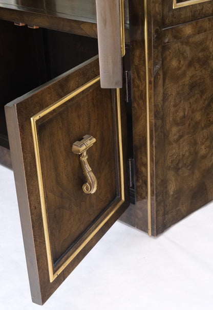 EstablishedLines Pair Mastercraft Dome Shape Burl Wood Curio Display Cabinets w Shelves Lights