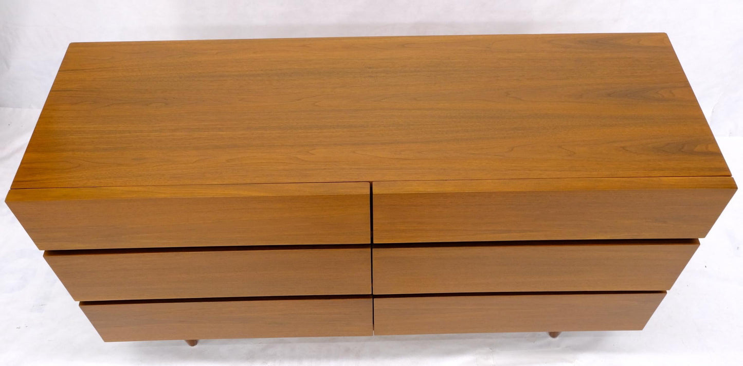 EstablishedLines Mid-Century Modern Block Front American Walnut 6 Drawers Dresser Restored