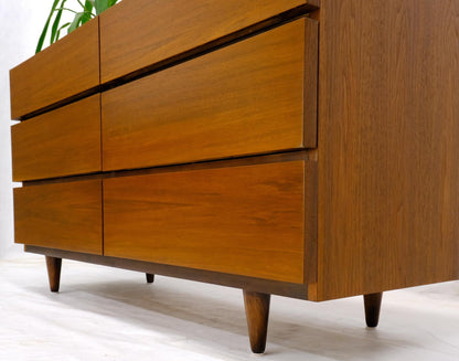 EstablishedLines Mid-Century Modern Block Front American Walnut 6 Drawers Dresser Restored