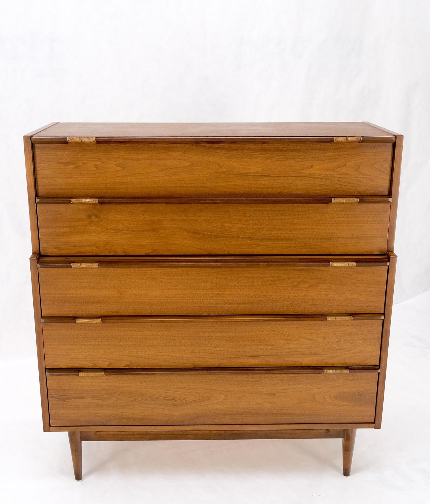 EstablishedLines Mid-Century Modern Walnut 5 Drawers High Chest Dresser MINT!