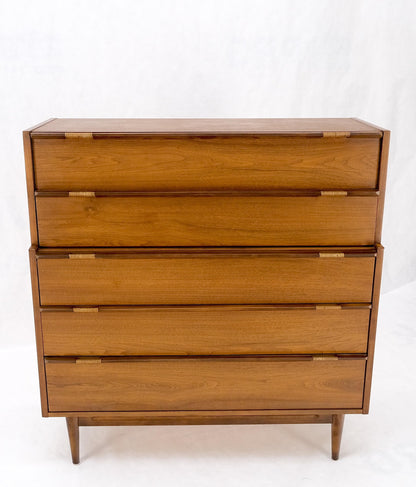 EstablishedLines Mid-Century Modern Walnut 5 Drawers High Chest Dresser MINT!