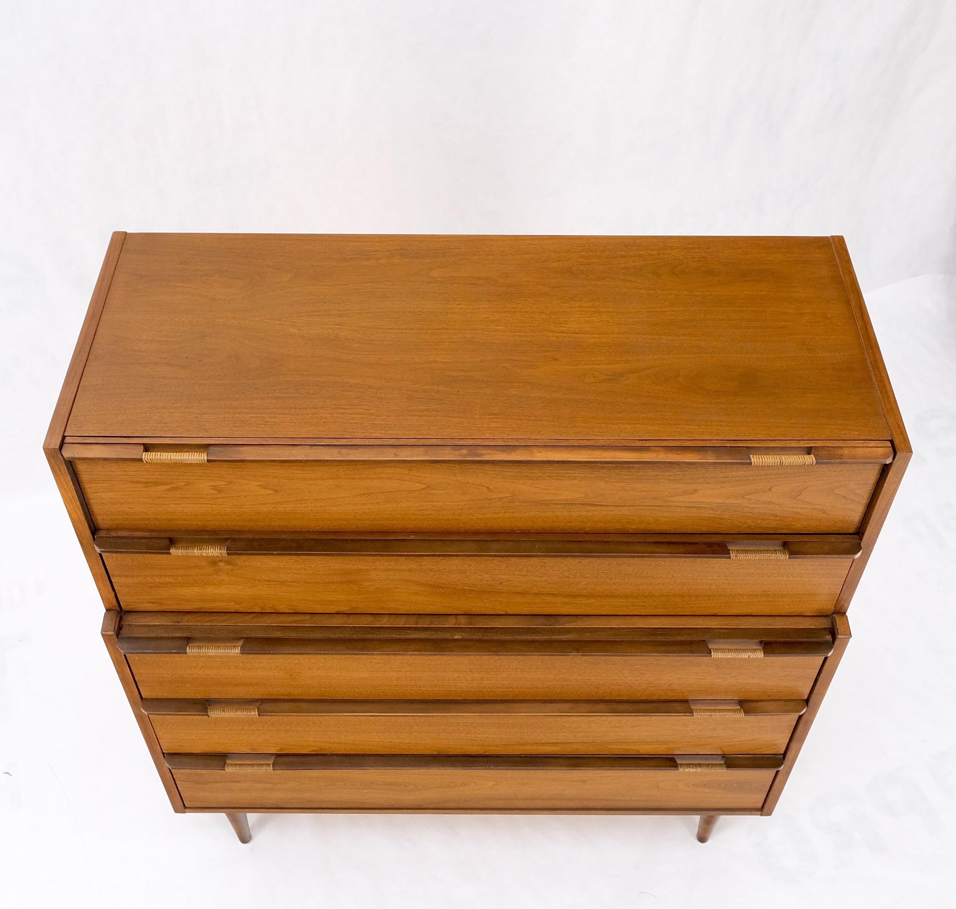 EstablishedLines Mid-Century Modern Walnut 5 Drawers High Chest Dresser MINT!