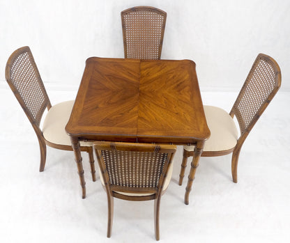 EstablishedLines Faux Bamboo Compact Dining 34x34 Game Table 1 Leaf  4 Chairs Set MINT!