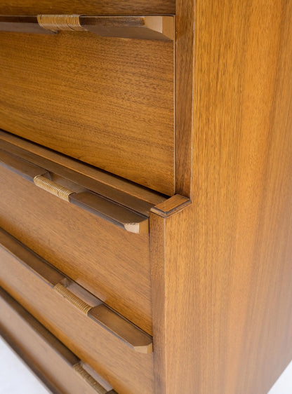 EstablishedLines Mid-Century Modern Walnut 5 Drawers High Chest Dresser MINT!