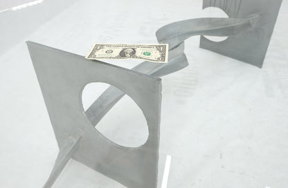 EstablishedLines Twisted Metal Ribbon Base 3/4" Rectangle Glass Top Mid Century Coffee Table MINT