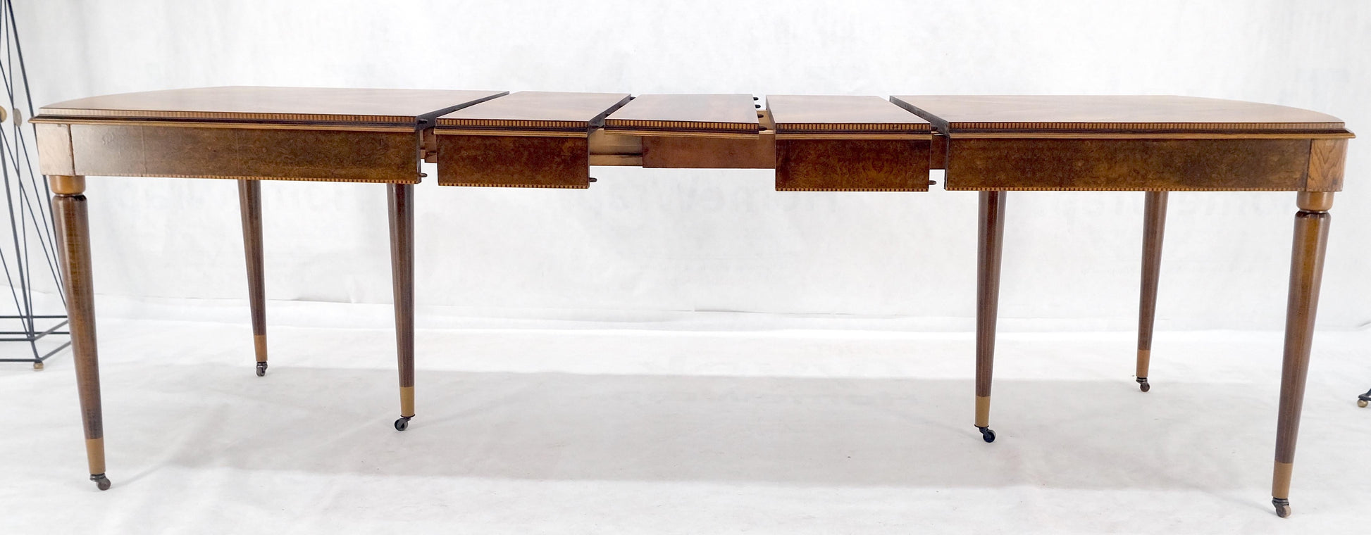 EstablishedLines French Art Deco Phenomenal Rosewood Pattern Compact Dining Table 3 Leaves MINT