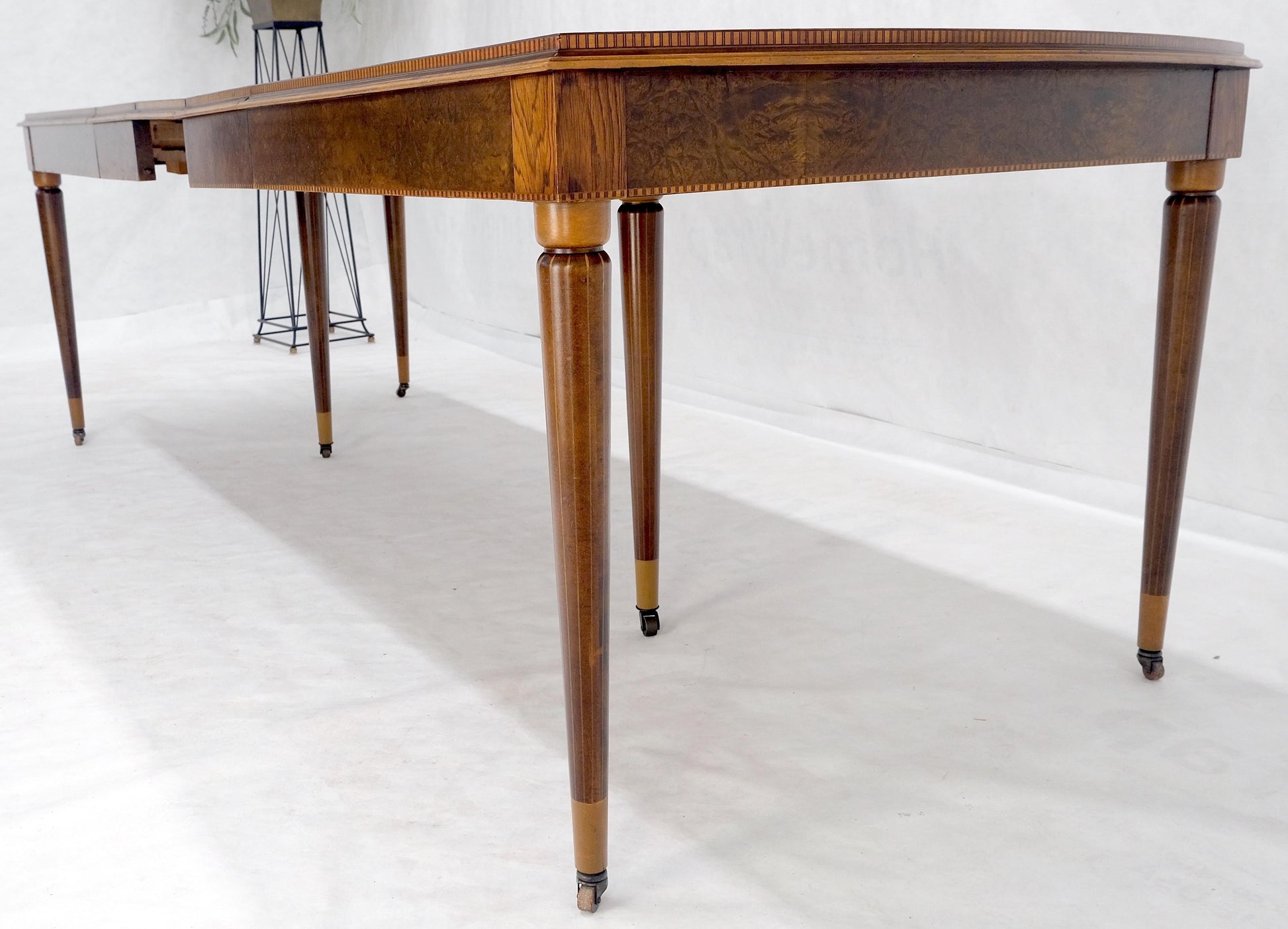 EstablishedLines French Art Deco Phenomenal Rosewood Pattern Compact Dining Table 3 Leaves MINT