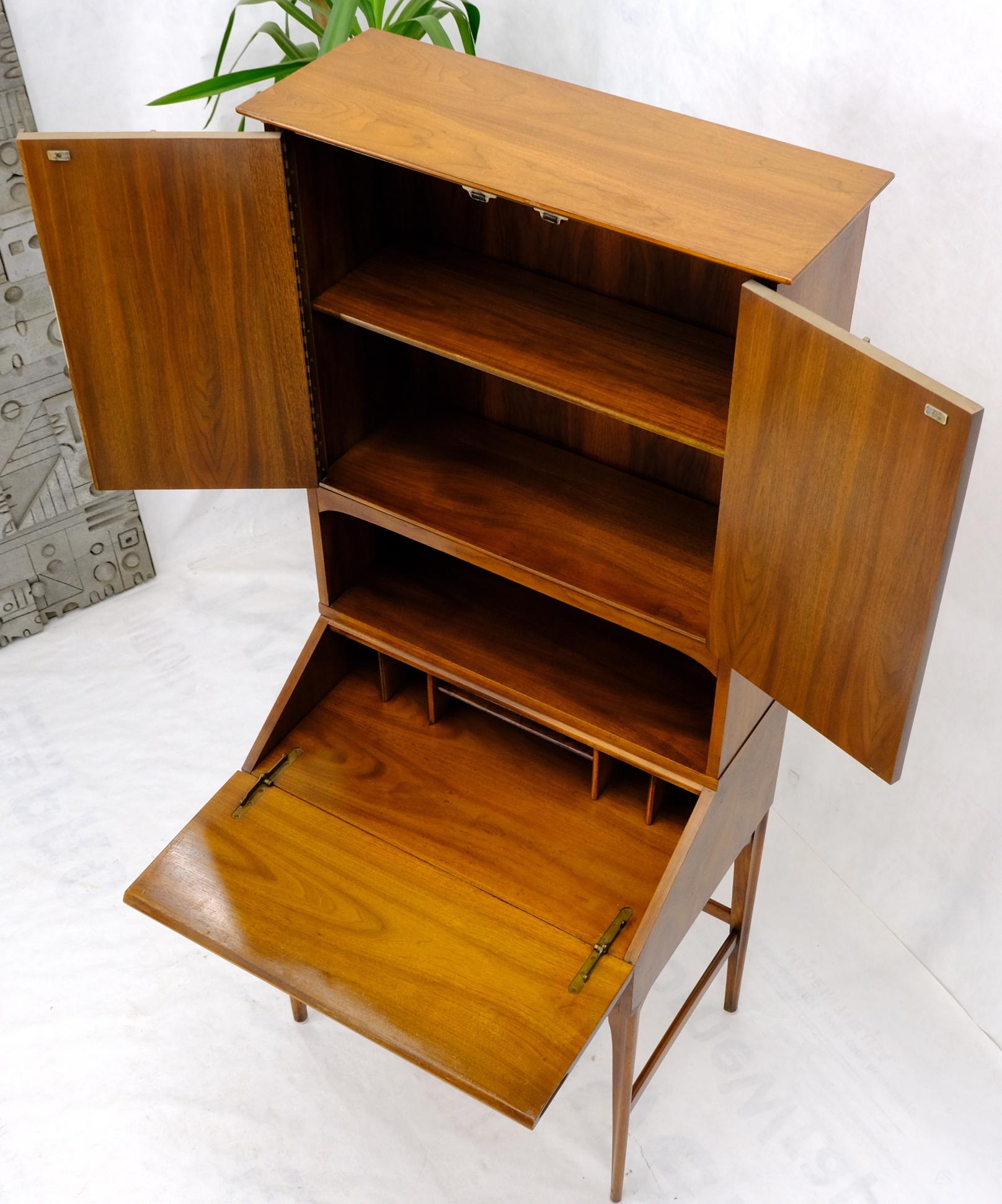 EstablishedLines Mid-Century Modern Walnut tall Secretary Desk Bookcase