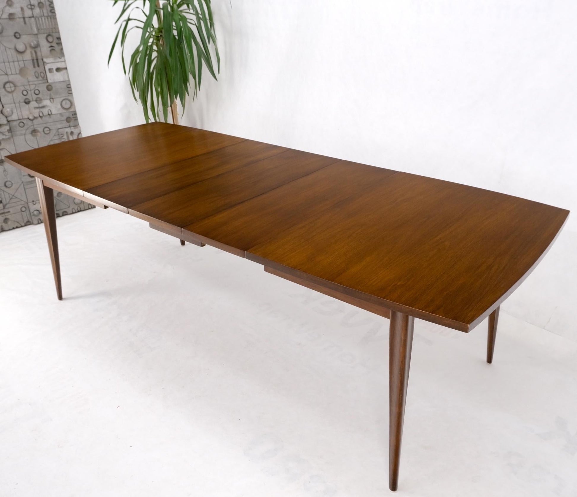 EstablishedLines American Walnut Danish Modern Style Boat Shape Dining Table w/ 3 Leaves Mint