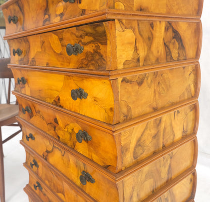Lift Top Mirror Compartment "Stack ofBooks" 6 Drawers Italian Olive Wood Dresser