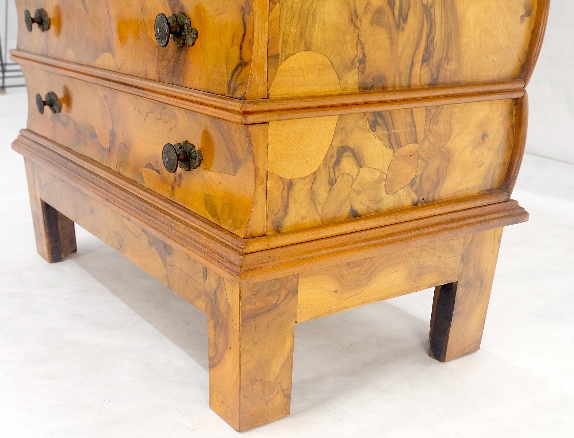 EstablishedLines Lift Top Mirror Compartment "Stack ofBooks" 6 Drawers Italian Olive Wood Dresser
