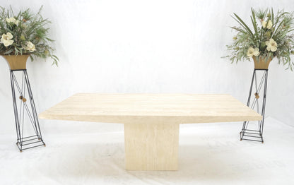 Midcentury Italian Modern Travertine Single Pedestal Dining Conference Table
