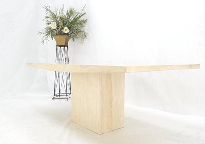 Midcentury Italian Modern Travertine Single Pedestal Dining Conference Table