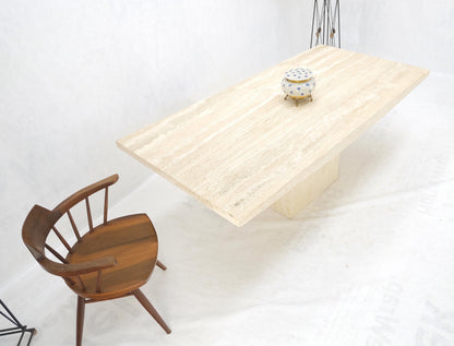 Midcentury Italian Modern Travertine Single Pedestal Dining Conference Table