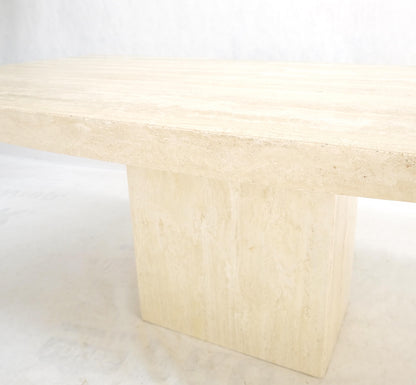 Midcentury Italian Modern Travertine Single Pedestal Dining Conference Table