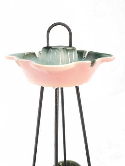 c.1950's Ceramic Pottery & Wire Base Floor Standing 2 Tier Ashtray