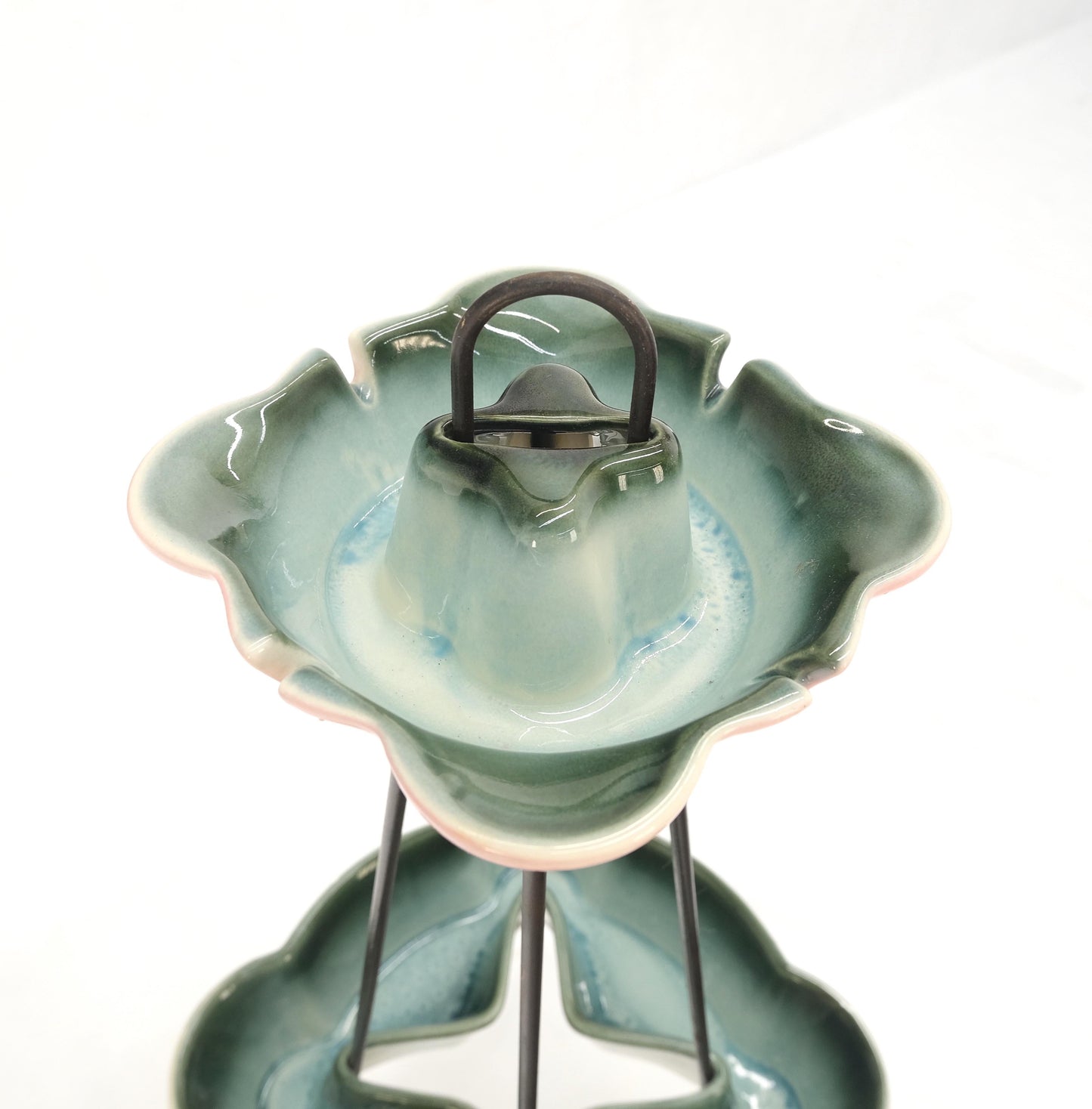 c.1950's Ceramic Pottery & Wire Base Floor Standing 2 Tier Ashtray