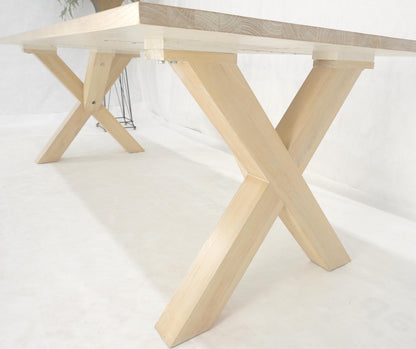 EstablishedLines Large 8' Long Lime White Washed Solid Chestnut Dining Table Massive X Bases MINT