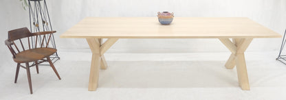 Large 8' Long Lime White Washed Solid Chestnut Dining Table Massive X Bases MINT