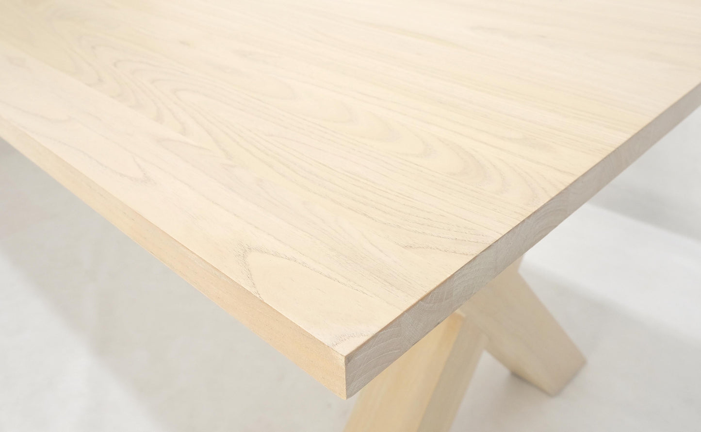 Large 8' Long Lime White Washed Solid Chestnut Dining Table Massive X Bases MINT
