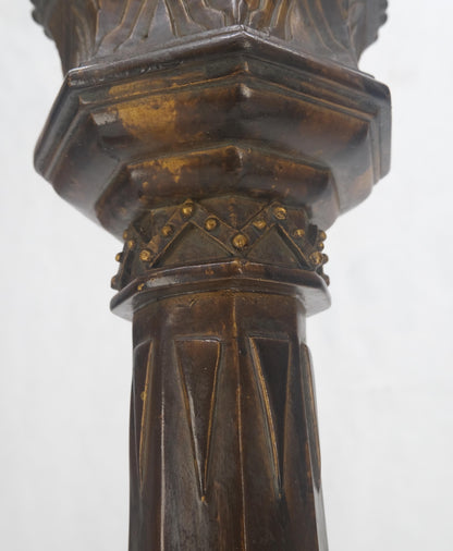 EstablishedLines Pair of Large 49" Tall Patinated Copper Art Deco Floor Candlesticks MINT!