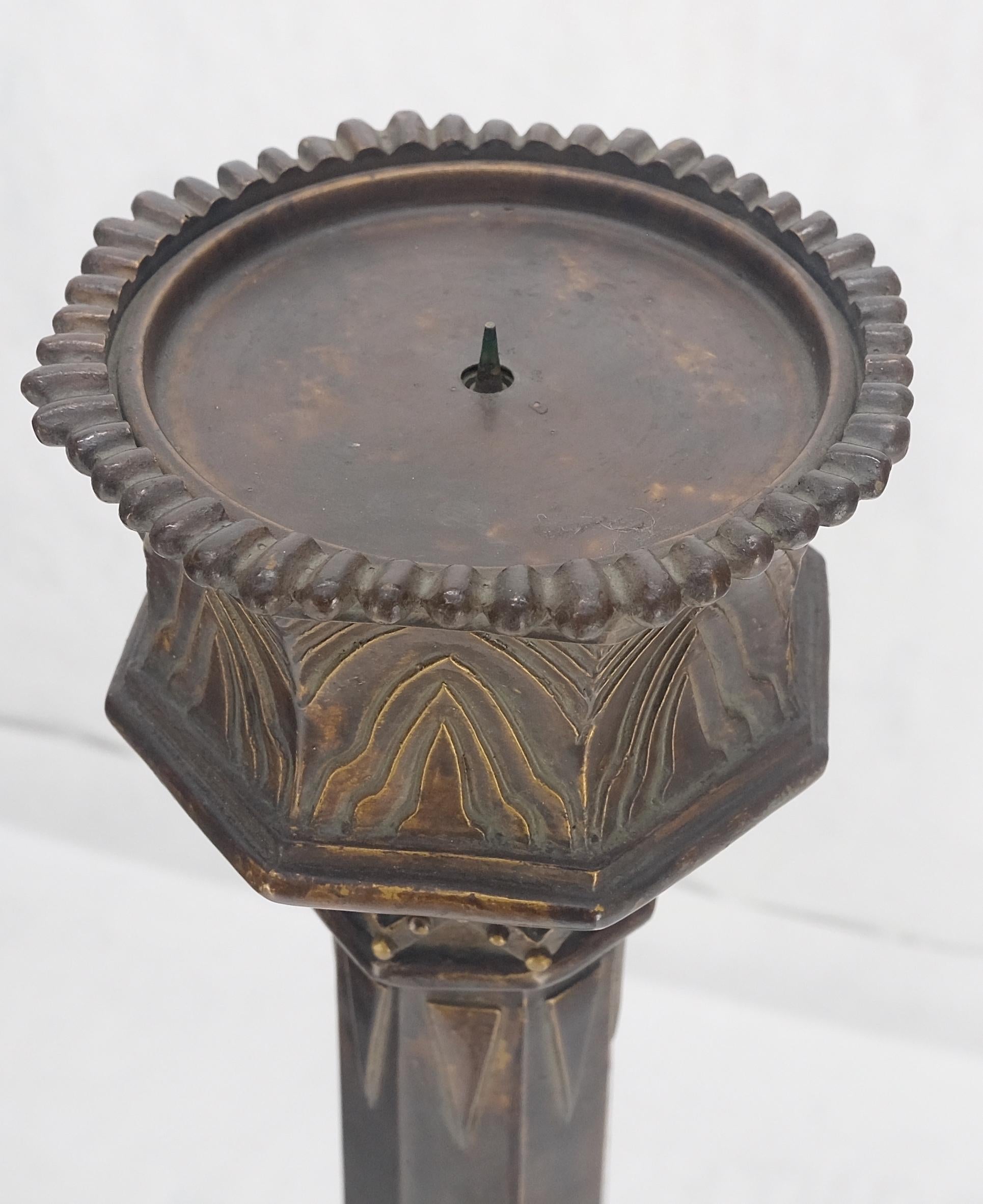 EstablishedLines Pair of Large 49" Tall Patinated Copper Art Deco Floor Candlesticks MINT!