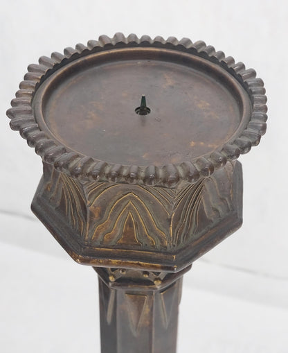 EstablishedLines Pair of Large 49" Tall Patinated Copper Art Deco Floor Candlesticks MINT!