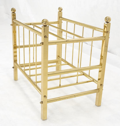 EstablishedLines Solid Brass Tube Vintage Mid Century Modern Caddy Magazine Rack Ball Finial MINT