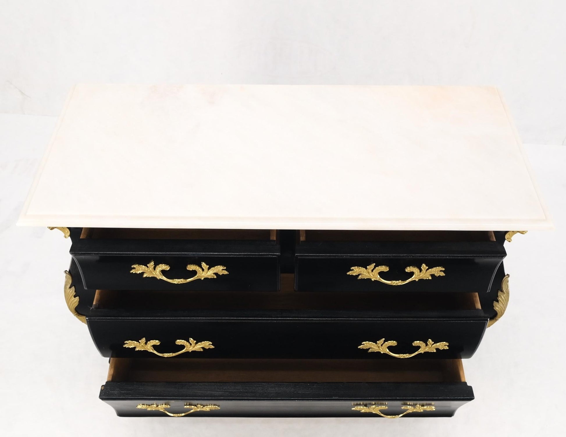 EstablishedLines: Marble Top Black Lacquer Brass Mounts 4 Drawer Bombay Dresser Chest Drawers Mint EstablishedLines: Marble Top Black Lacquer Brass Mounts 4 Drawer Bombay Dresser Chest Drawers Mint