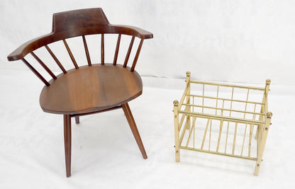 EstablishedLines Solid Brass Tube Vintage Mid Century Modern Caddy Magazine Rack Ball Finial MINT
