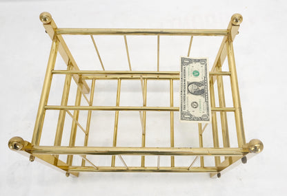EstablishedLines Solid Brass Tube Vintage Mid Century Modern Caddy Magazine Rack Ball Finial MINT
