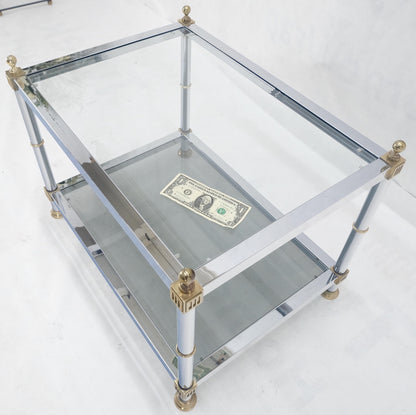 EstablishedLines Chrome Brass Smoked Glass Rectangle Side End Occasional Table Ball Finials MINT!