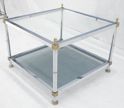 EstablishedLines Italian MCM Chrome Brass Smoked Glass 30" Square Side End Lamp Table Stand MINT!