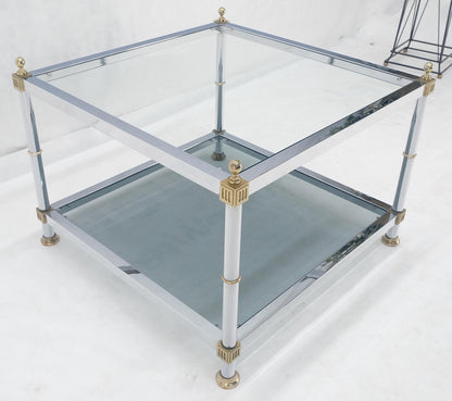 EstablishedLines Italian MCM Chrome Brass Smoked Glass 30" Square Side End Lamp Table Stand MINT!